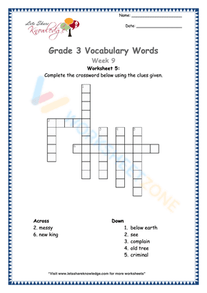 Grade 3 Vocabulary 5