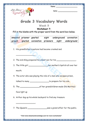 Grade 3 Vocabulary 7