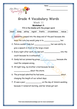 Grade 4 Vocabulary 2