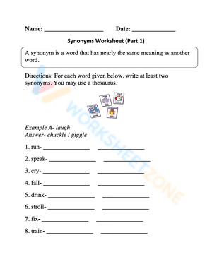 synonyms worksheet 4