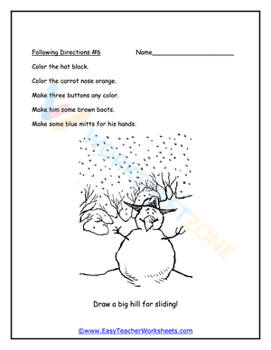 following directions worksheet 7