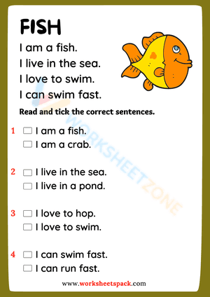 sea animals reading comprehension 1