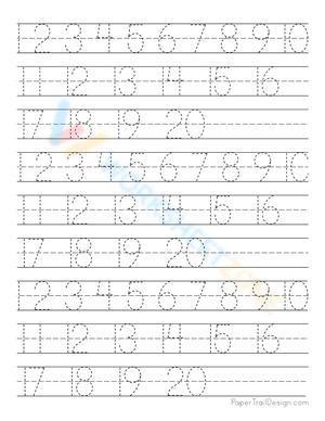 Numbers handwriting practice worksheet 1 to 20