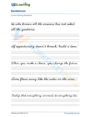Sentence handwriting practice worksheet - He who knows all the answers has not asked all the questions
