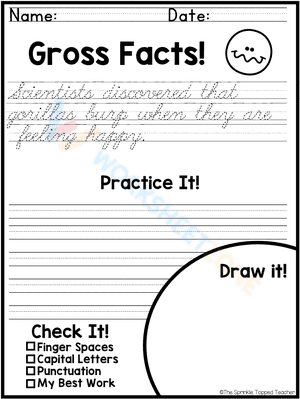 Practice worksheet to improve your handwriting - gross facts