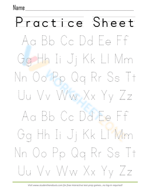 Alphabet handwriting practice worksheet - Upper and Lower case Dot