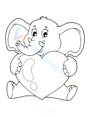 Cute elephant holding heart