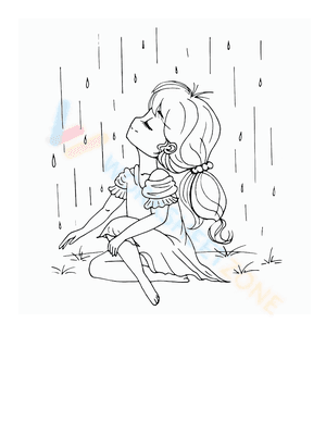 Beautiful little girl in the rain