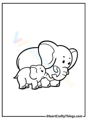 An elephant and her little baby