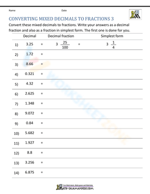 converting mixed decimals to fractions