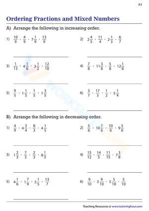 Ordering Fractions and Mixed Numbers