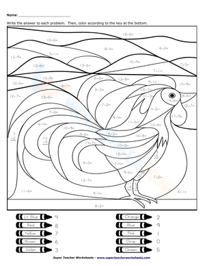 Mystery picture subtraction rooster