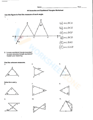 4-6 Isosceles and Equilateral Triangles Worksheet