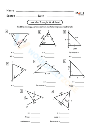 Isosceles Triangle Worksheet
