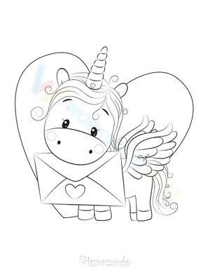Unicorn holding love letters