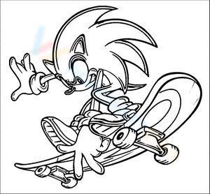 Sonic playing Skateboarding