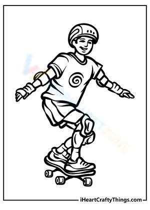 Little Boy Riding His Skateboard