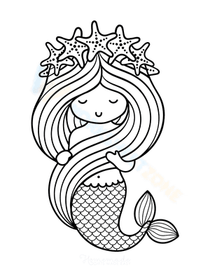 Cute Mermaid with Starfish Crown