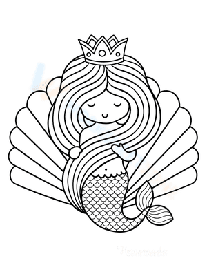 Crowned Mermaid with Clam Shell