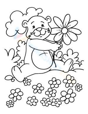 Bear with spring flowers