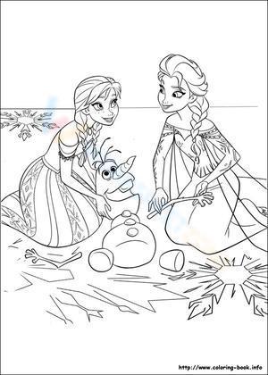 Elsa and Anna building snowman