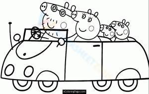 Peppa Pig family on car