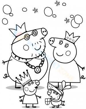 Peppa family wearing crown