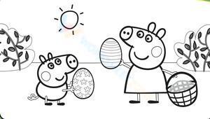 Peppa collecting eggs