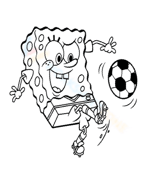 Spongebob playing football