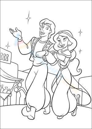 Jasmine and Aladdin walking