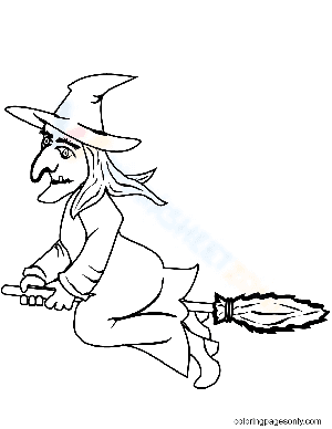 Halloween Witch on a Broom