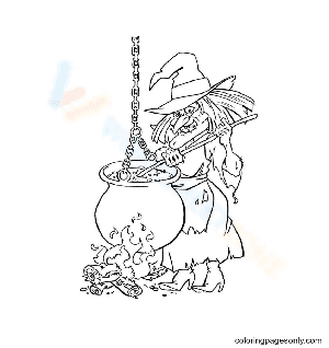 Old Witch and Cauldron
