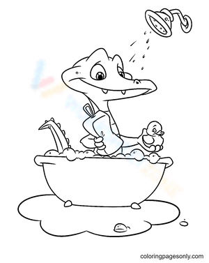 Little alligator taking shower