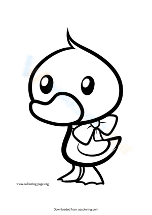 Duckling wearing a ribbon