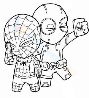 Chibi Miles Morales Spider-Man and Deadpool