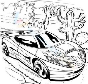 Car near cacti