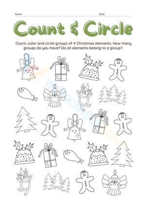Count & Circle Christmas Worksheet 