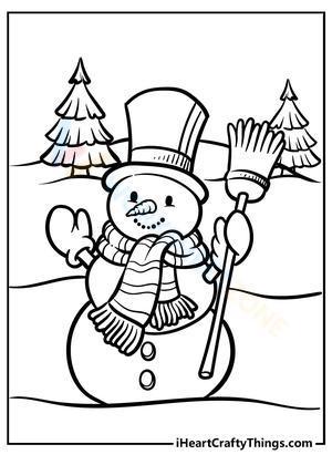 Snowman on winter day