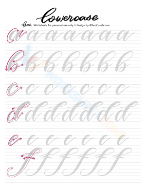 Writing lowercase cursive letters