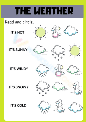 Colourful and black and white weather picture dictionary EFL Worksheet