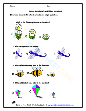 Spring Time Length and Height Worksheet 