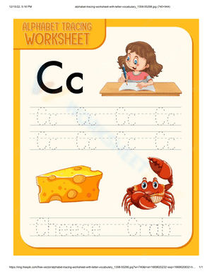 Letter C tracing practice
