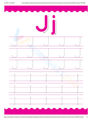 Tracing letter J