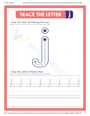 Letter J tracing practice
