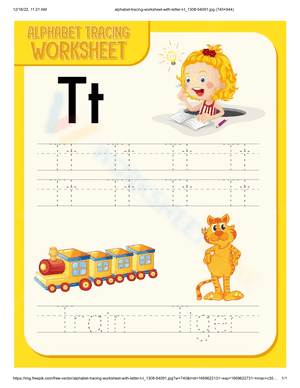Letter T tracing