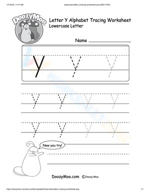 Letter Y tracing