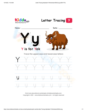 Letter Y tracing pratice