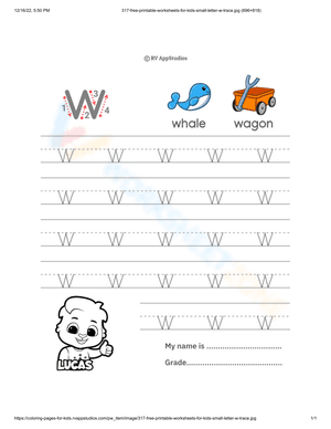 Letter W tracing