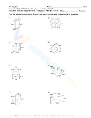 Volume of Rectangular and Triangular Prisms Notes
