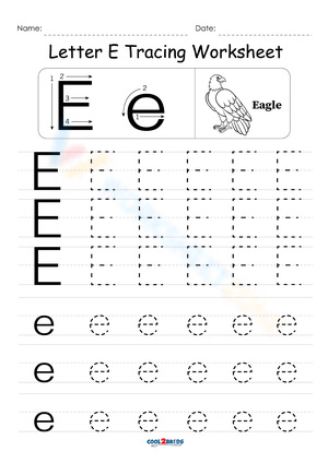 Letter E tracing practice